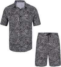 Load image into Gallery viewer, Men&#39;s Mocha Print Short Sleeve Shirt &amp; Shorts Set