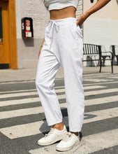 Load image into Gallery viewer, Casual Summer White Linen Drawstring Pants