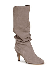 Load image into Gallery viewer, Taupe Slouchy Kitten Heel Wide Calf Boots