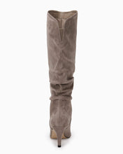 Load image into Gallery viewer, Taupe Slouchy Kitten Heel Wide Calf Boots