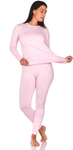 Ultra Soft Hot Pink Long Sleeve Thermal Pajamas Top & Pants Set
