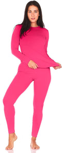 Ultra Soft Hot Pink Long Sleeve Thermal Pajamas Top & Pants Set