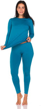 Load image into Gallery viewer, Ultra Soft Teal Long Sleeve Thermal Pajamas Top &amp; Pants Set