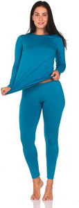 Ultra Soft Navy Blue Long Sleeve Thermal Pajamas Top & Pants Set