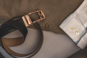 Men's Sleek Brown & Gold Click Buckle Leather Belt
