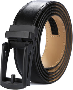 Men's Sleek Black & Silver Click Buckle Leather Belt