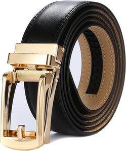 Men's Sleek Brown & Gold Click Buckle Leather Belt