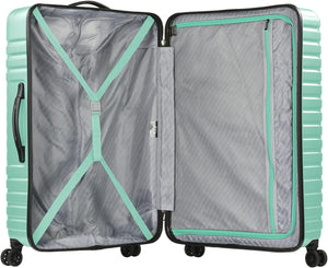 Rugged 30 Inch Hardside Top Handle Teal Spinner Luggage Suitcase