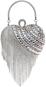 Luxury Black Heart Tassel Party Clutch Bag/Purse/Handbag