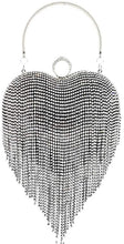 Load image into Gallery viewer, Luxury Silver Rainbow Heart Tassel Party Clutch Bag/Purse/Handbag