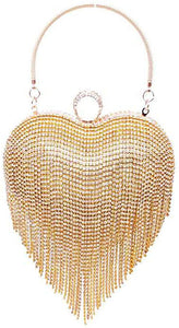 Luxury Silver Rainbow Heart Tassel Party Clutch Bag/Purse/Handbag