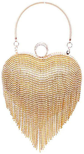 Luxury Gold Heart Tassel Party Clutch Bag/Purse/Handbag