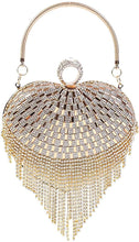 Load image into Gallery viewer, Luxury Gold Heart Tassel Party Clutch Bag/Purse/Handbag