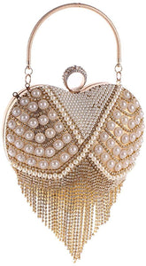 Luxury Black Heart Tassel Party Clutch Bag/Purse/Handbag