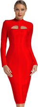 Load image into Gallery viewer, Pretty Red Bandage Style Long Sleeve Midi Dress