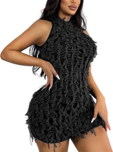 Load image into Gallery viewer, Black Flirty Ruffle Sleeveless Mini Dress