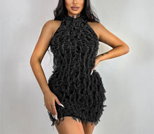 Load image into Gallery viewer, Black Flirty Ruffle Sleeveless Mini Dress