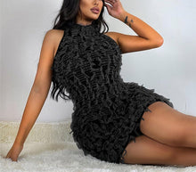 Load image into Gallery viewer, Black Flirty Ruffle Sleeveless Mini Dress