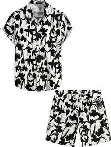 Men's Navy Blue Flamingo Vacation Shirt & Shorts Set