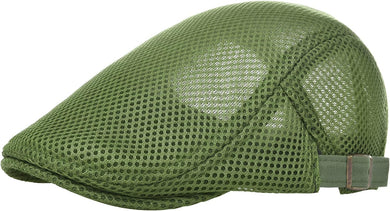 Men's Green Breathable Mesh Golf Style Newsboy Hat