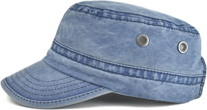 Men's Army Vintage Medium Blue Denim Cadet Style Military Hat