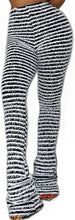 Load image into Gallery viewer, Black &amp; White Fuzzy Striped High Waist Flare Pants
