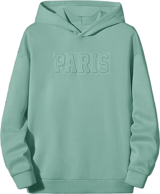 Men's Mint Green Paris Printed Long Sleeve Hoodie