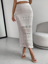 Load image into Gallery viewer, Crochet Knit Off White Maxi Skirt