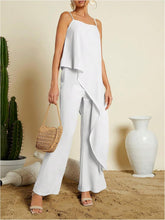 Load image into Gallery viewer, Cascading Beige Goddess Sleeveless 2pc Layer Jumpsuit