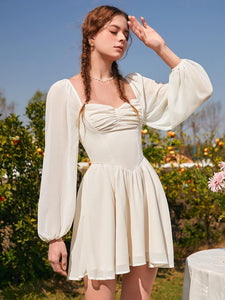 Ivory Goddess Victorian Long Sleeve Sweetheart Dress