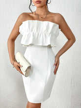 Load image into Gallery viewer, Ruffled White Strapless Mini Dress