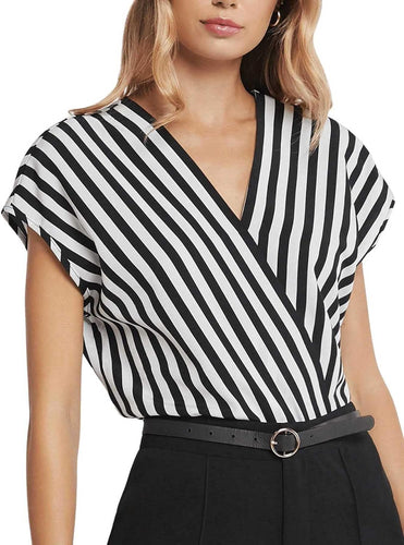 Dolman Sleeve Striped Black & White Blouse