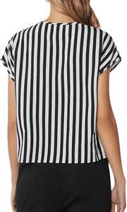 Dolman Sleeve Striped Black & White Blouse