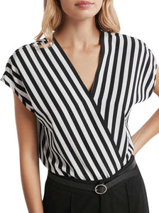 Dolman Sleeve Striped Black & White Blouse