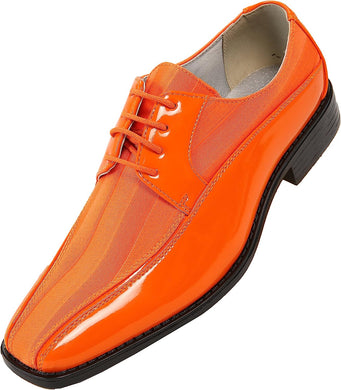Men's Highlighter Orange Formal Oxford Style Dress Shoes