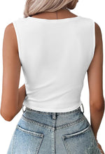 Load image into Gallery viewer, White Twist Front Cropped Sleeveless Top