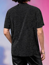 Load image into Gallery viewer, Men&#39;s Black Glitter Mesh Short Sleeve Shirt