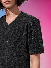 Load image into Gallery viewer, Men&#39;s Black Glitter Mesh Short Sleeve Shirt