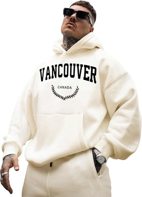 Men's Trendy Printed Vancouver Long Sleeve Hoodie Pull Over Sweatshirt