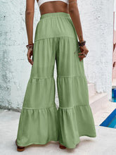 Load image into Gallery viewer, Boho Beige Ruffled Hem Wide Leg Pants