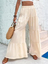 Load image into Gallery viewer, Boho Beige Ruffled Hem Wide Leg Pants