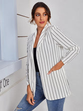 Load image into Gallery viewer, Pin Striped White Long Sleeve Blazer Jacket