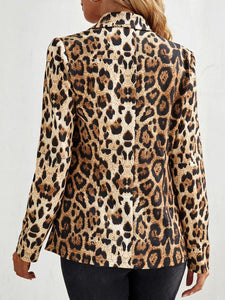 Leopard Brown Printed Long Sleeve Blazer Jacket