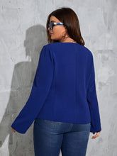 Load image into Gallery viewer, Plus Size Blue Scalloped Long Sleeve Blazer Jacket