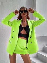 Load image into Gallery viewer, Neon Green Lapel Collar Double Breasted Blazer Jacket