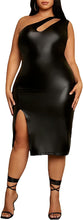 Load image into Gallery viewer, Plus Size Black Faux Leather Sleeveless Bodycon Dress