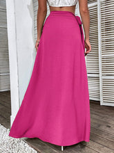 Load image into Gallery viewer, High Waist Ruffled Blue Side Tie Maxi Skirt