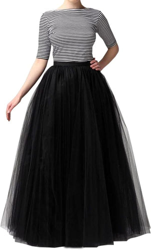 Black Tulle Fantasy 5 Layer High Waist Maxi Skirt