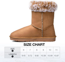 Load image into Gallery viewer, Faux Fur Winter Black Bow Tie Suede Fluffy Boots