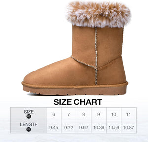 Faux Fur Winter Brown Bow Tie Suede Fluffy Boots